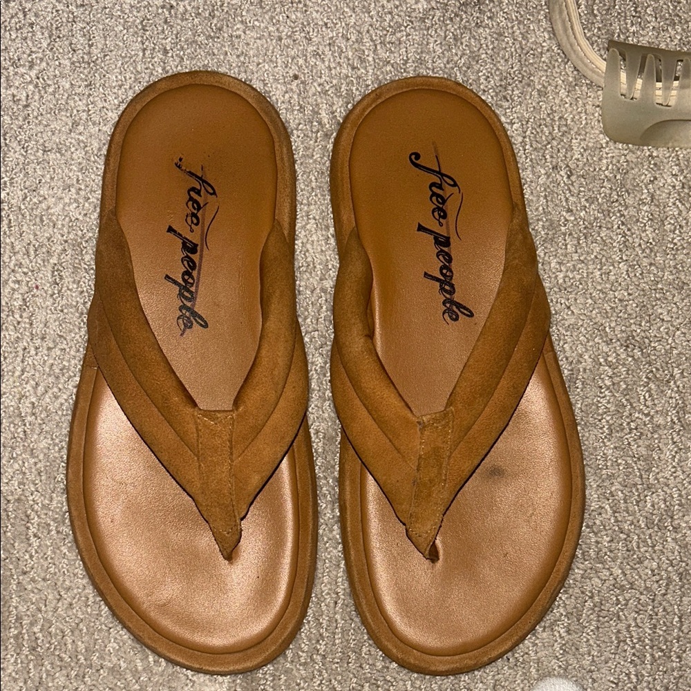Free People Tan Flip Flops